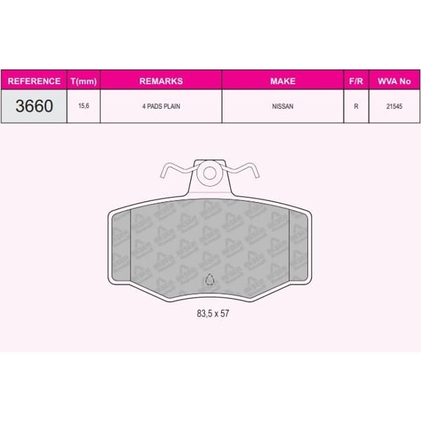 BESER 3660 Arka Balata Primera P11 96-02 1.6I-2.0I- 2.0I Gtalmera 02-