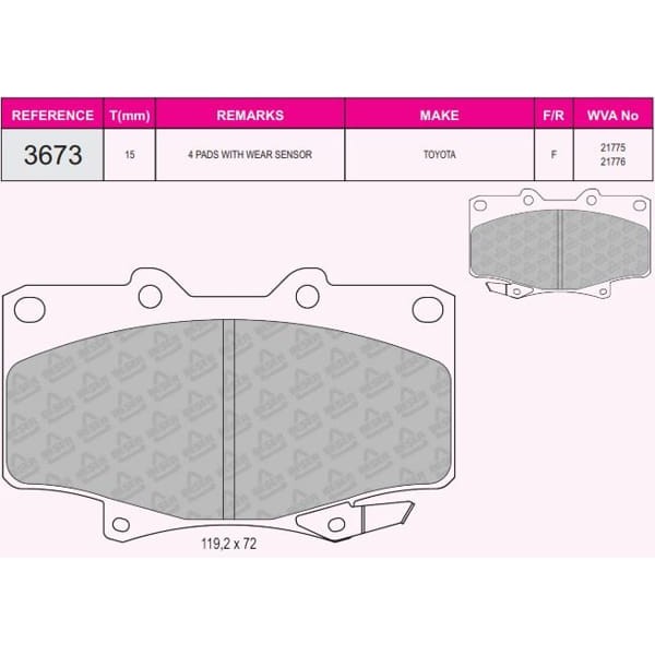 BESER 3673 Fren Balatası Ön Land Cruiser 90-97 4 Runner 90-96