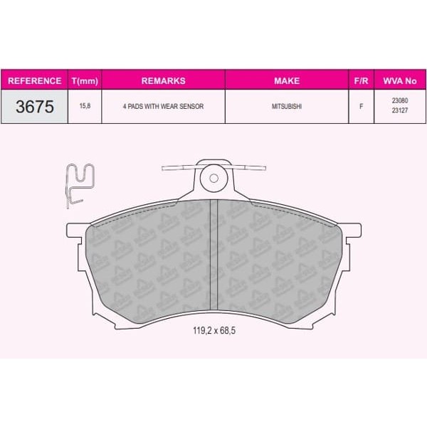 BESER 3675 Fren Balatası Ön Carisma 95-06 1.6