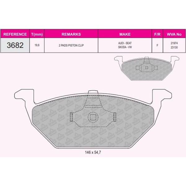BESER 3682 Fren Balatası Ön Golf IV 97- Bora 98- Polo V 09- Polo IV 01- Jetta IV 10- Beetle 11- Up 1