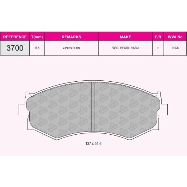 BESER 3700 Ön Balata Elantra 91-00Sonata 90-02Altımamagentıs 01- 2,0Rexton 08- 2,7 