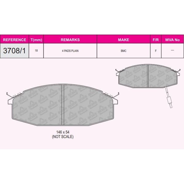 BESER 3708-1 Balata Bmc Levent 1.8 3.0 04- Fişli Yaylı