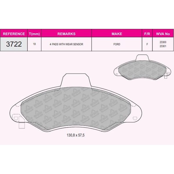 BESER 3722 Fren Balatası Ön Escort Vıı 95- Tırnaklı