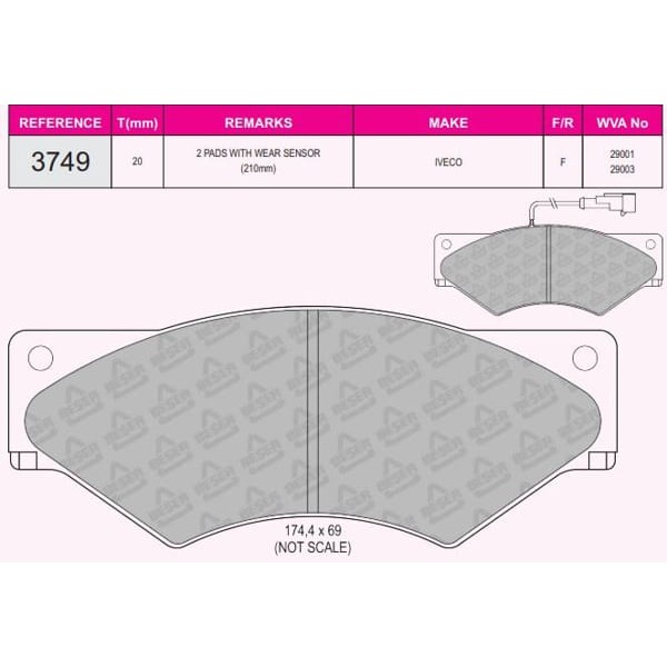 BESER 3749 Fren Balatası Ön M2000