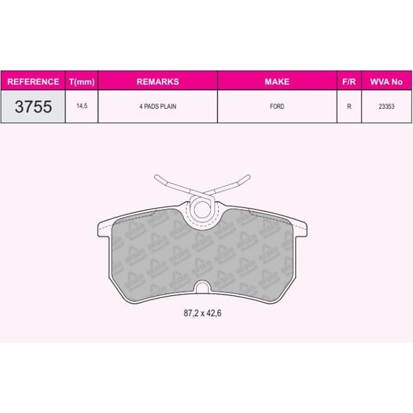 BESER 3755 Fren Balatası Arka Fiesta VI 12- Focus I 98- 