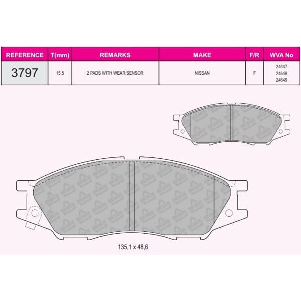 BESER 3797 Fren Balatası Sunny Ym 