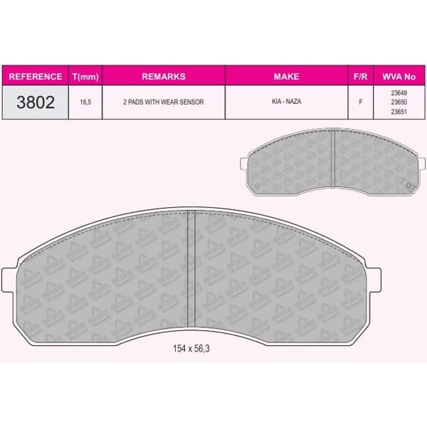 BESER 3802 Fren Balatası Ön Carnival 01- 