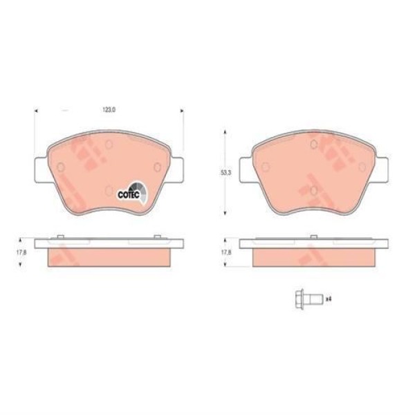 BESER 3834 Fren Balatası Ön Fişli Ducato 02- / Boxer 02- / Jumper 02- 14Q Küçük Tıp 