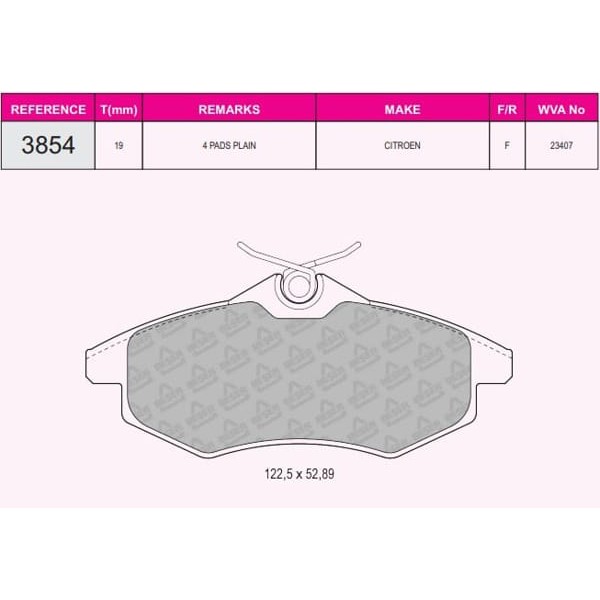 BESER 3854 Ön Balata C2-C3-C3 Plurıel 03- 1,1-1,4I-1,6HDI 