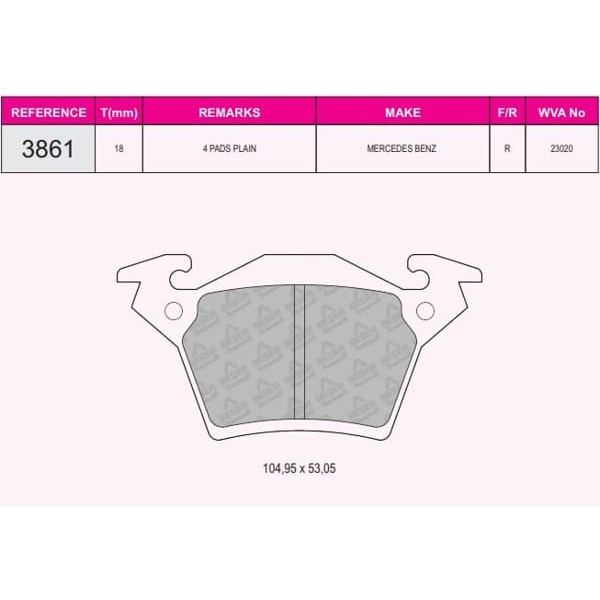 BESER 3861 Fren Balatası Arka Vito W638 96-03 