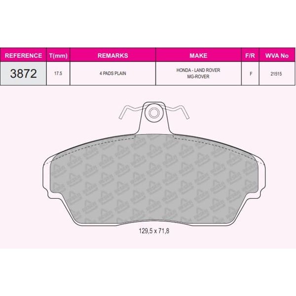 BESER 3872 Fren Balatası Ön Gazelle Lvc Bisan 
