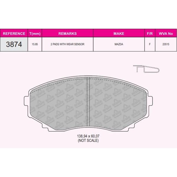 BESER 3874 Fren Balatası Ön Mpv 89-99