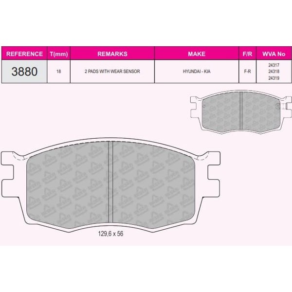 BESER 3880 Fren Balatası Ön Accent Era 07-11 İ20 09- / Rio II 05- 
