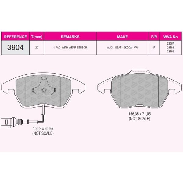 BESER 3904 Fren Balatası Ön Golf IV 97- Golf V 03- Golf VI 08- Polo V 09- Eos 06- Jetta III 05- Jett 