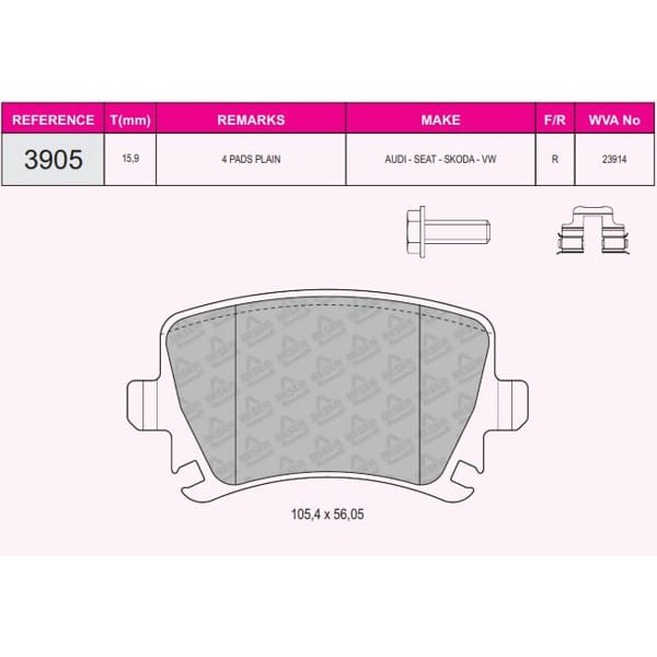 BESER 3905 Fren Balatası Arka Golf V 03- Golf VI 08- Eos 06- Jetta III 05- Passat B7 10- Passat B6 0