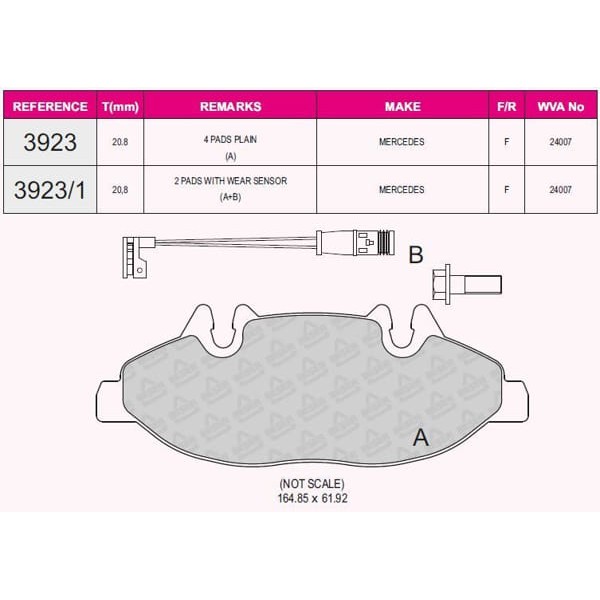 BESER 3923 Fren Balatası Ön Viano 03- Vito W639 03- 