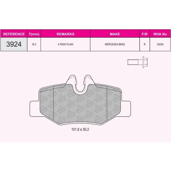 BESER 3924 Fren Balatası Arka Viano 03- Vito W639 03- 