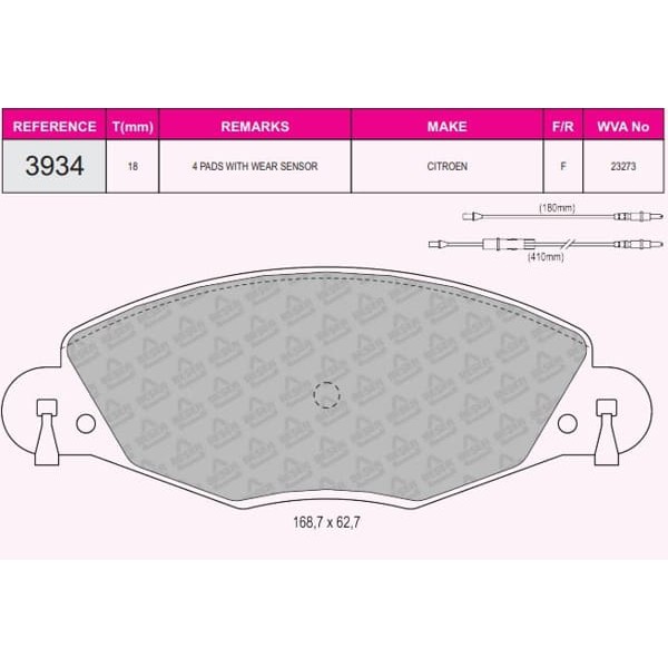 BESER 3934 Fren Balatası Ön C5 I 00- II 04- 