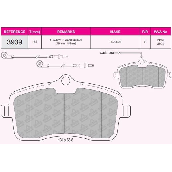 BESER 3939 Ön Balata P407 04- 1,6HDI 110 Fap1,8-2,0-2,0HDI 135 Fap Fişli 