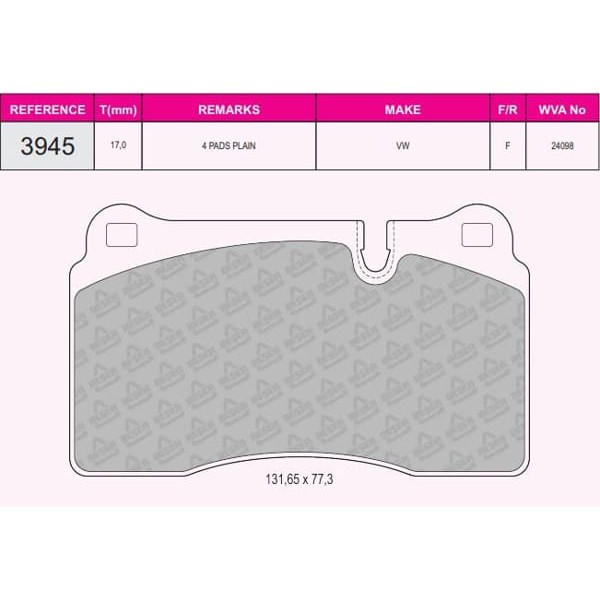 BESER 3945 Fren Balatası Ön Touareg 7L 03- Touareg 7P 10- 