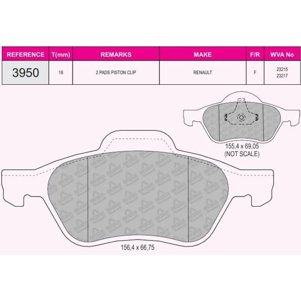 BESER 3950 Fren Balatası Ön Laguna II 01- 15 Jant 280Mm Disk Içın 