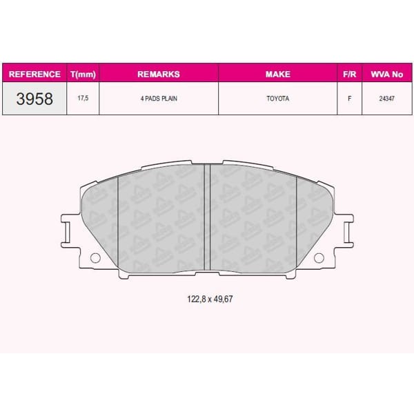 BESER 3958 Fren Balatası Ön Yaris 06-11 Japonya Montaj 