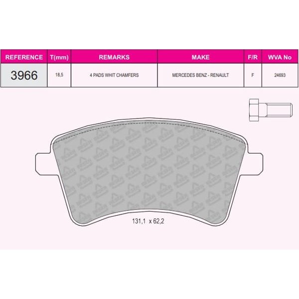 BESER 3966 Fren Balatası Ön Kangoo II 08- / Cıtan 12- 