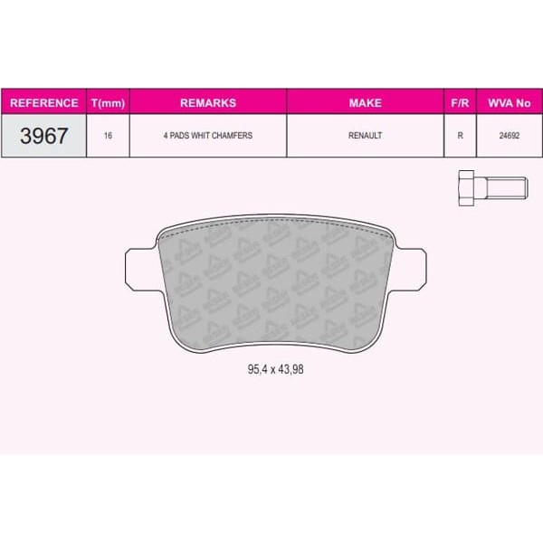 BESER 3967 Fren Balatası Arka Kangoo II 08- / Cıtan 12- 