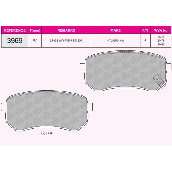 BESER 3969 Fren Balatası Arka İ10 08- / Picanto 04- 