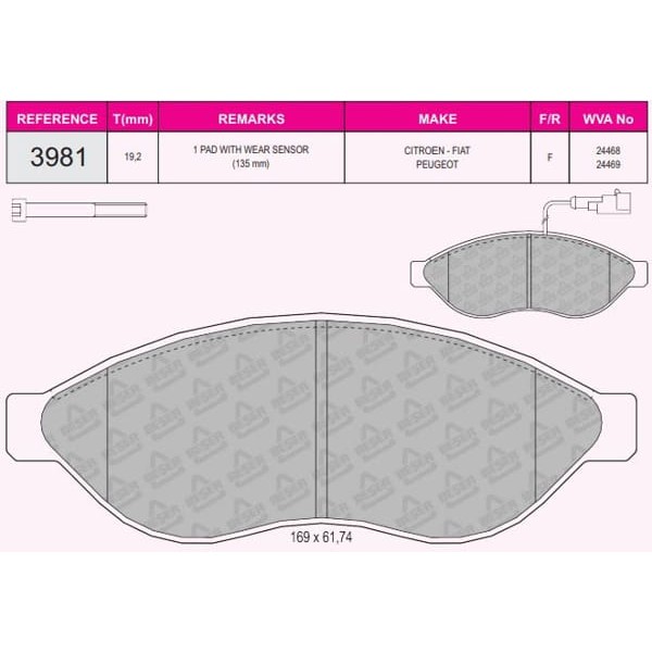 BESER 3981 Fren Balatası Ön Ducato / Boxer 06- / Jumper 06- 14Q