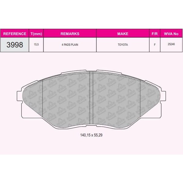 BESER 3998 Fren Balatası Ön Hı-Lux Vigo 10- 4Wd