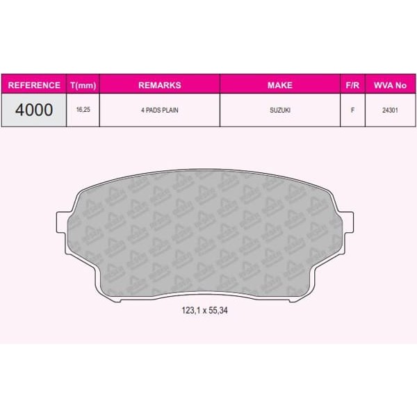BESER 4000 Fren Balatası Ön Grand Vitara 01-05 2.0 HDI 16V 4×4