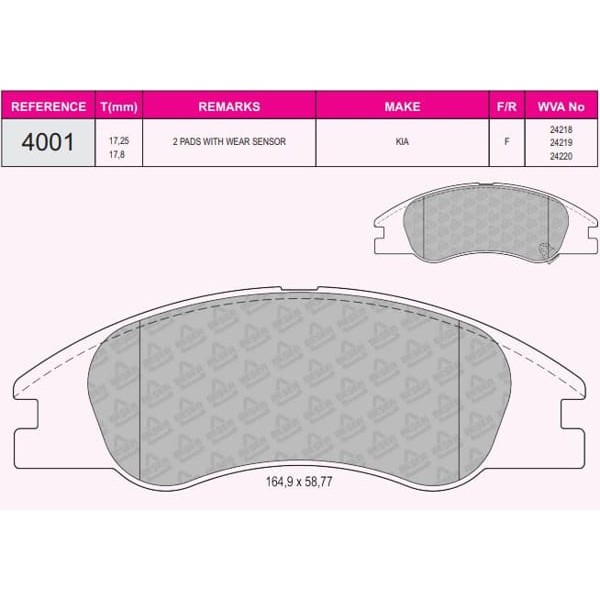 BESER 4001 Fren Balatası Ön Cerato 04- 