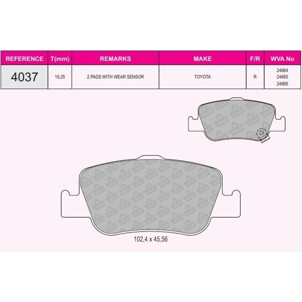 BESER 4037 Fren Balatası Arka Corolla 07-12 Auris 07- Auris 12- Dizel 