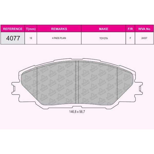 BESER 4077 Fren Balatası Ön Rav4 06-11 Prıus 12-