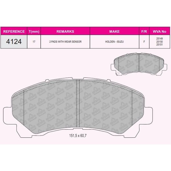 BESER 4124 Fren Balatası Ön D-Max 08-13