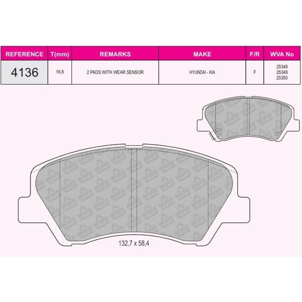 BESER 4136 Fren Balatası Ön Accent Blue 12- / Rio III 11- 