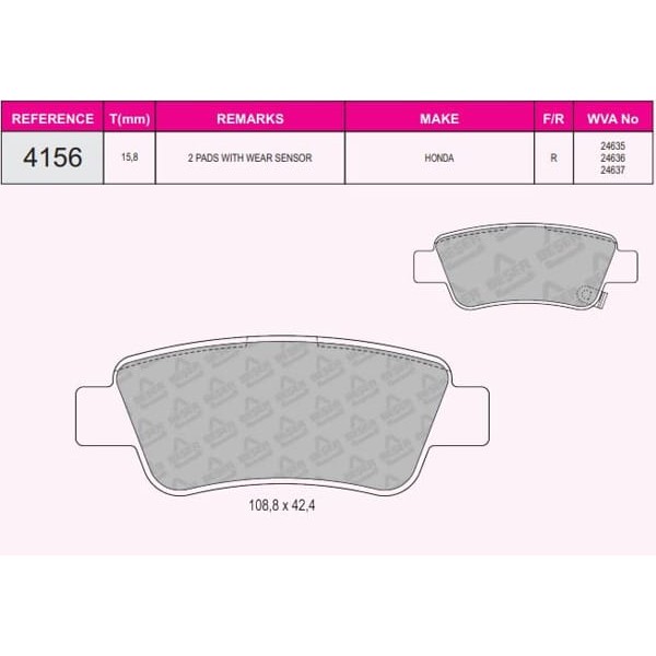 BESER 4156 Fren Balatası Arka Cr-V 07-12 