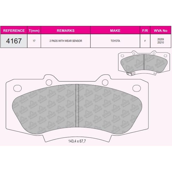 BESER 4167 Fren Balatası Ön Hilux Vıı Tacoma