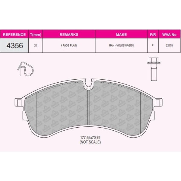BESER 4356 Fren Balatası Ön Wva 22178 Crafter 2.0TDI 16- Man Tge 2.0TDI 16 - Tek Teker 