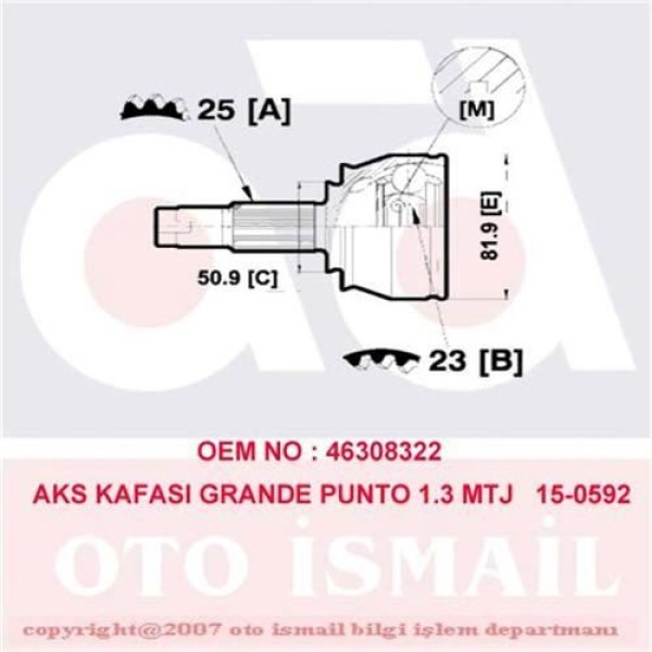CIFAM 606-592 Aks Kafası Grande Punto 1.3 Mtj 05-150592 