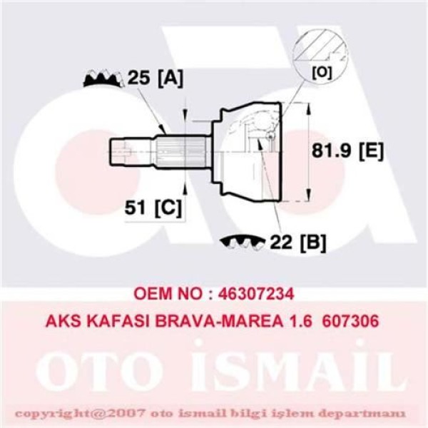 CIFAM 607-306 Aks Kafası Dış Marea Brava Bravo 00- 1.6 16V