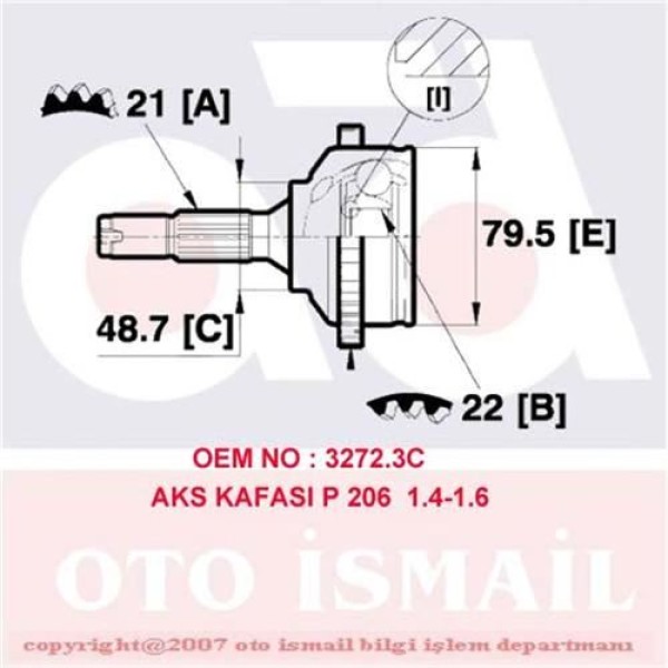 CIFAM 607-382 Aks Kafası Dış Absli 206 -02 1.4 HDI 1.4 8V Tu3Jp 
