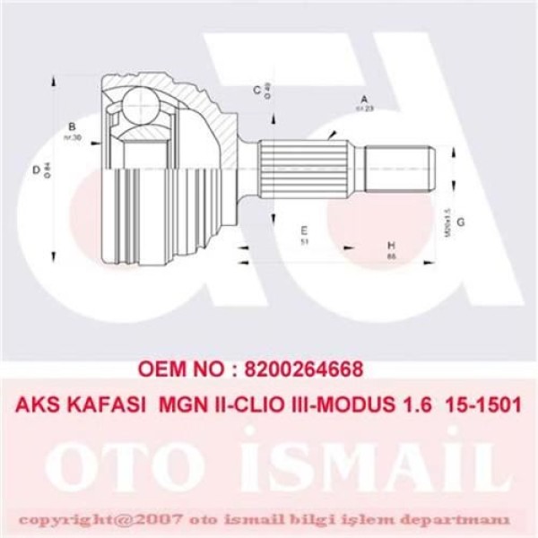 CIFAM 607-501 Aks Kafası Dış CLIO III Megane II 05- / Logan 1.6 
