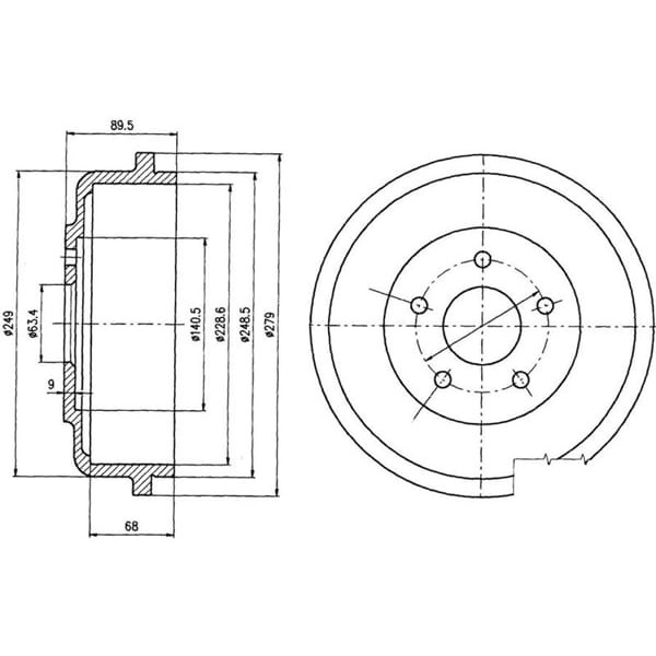 DELPHI BF488 Fren Kampanası Arka Ford Tourneo Connect. Transit Connect 09/02