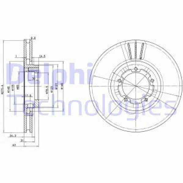 DELPHI BG2663 Fren Diski Ön Transit T15 94-00 Havalı 270Mm