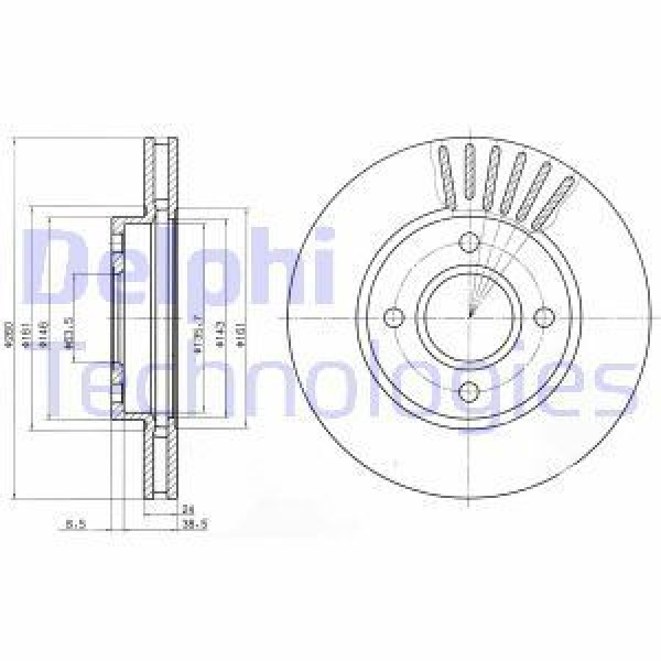 DELPHI BG2699 Fren Diski Ön Mondeo I 92- Mondeo II 96- Scorpıo II 94- Havalı 260Mm 