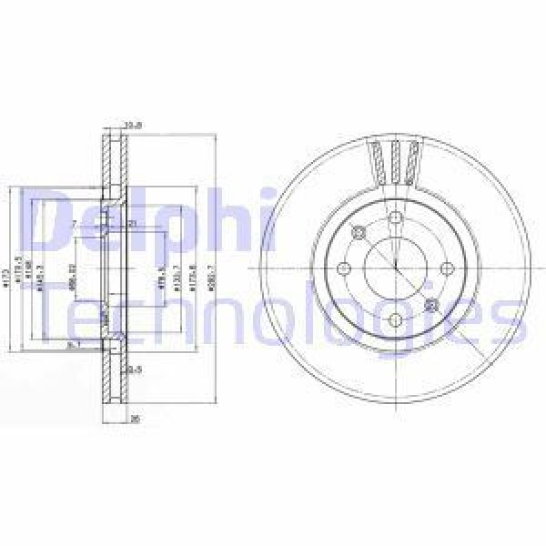 DELPHI BG2872 Fren Diski Ön 406 95- / Xantıa 93- Havalı 283Mm 
