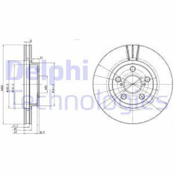 DELPHI BG3347 Fren Diski Ön Avensis 97- Havalı 260Mm 
