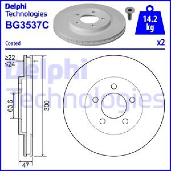 DELPHI BG3537C Fren Diski Ön Havalı 300Mm Mondeo III 00-07 